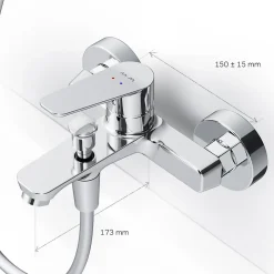 Mitigeur de baignoire mécanique Robinet de baignoire, mitigeur salle de bain, Chromé, FTA10000 Hit AM.PM