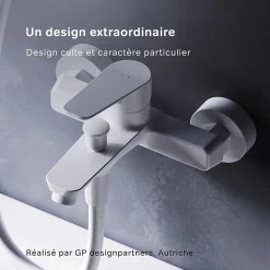 Mitigeur de baignoire mécanique Robinet de baignoire, mitigeur salle de bain, Blanc FTA10033 Hit AM.PM