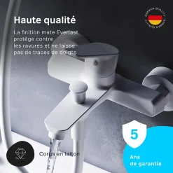 Mitigeur de baignoire mécanique Robinet de baignoire, mitigeur salle de bain, Blanc FTA10033 Hit AM.PM