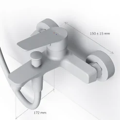 Mitigeur de baignoire mécanique Robinet de baignoire, mitigeur salle de bain, Blanc FTA10033 Hit AM.PM