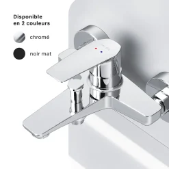 Mitigeur de baignoire mécanique Robinet de baignoire, mitigeur salle de bain, Chromé, FGA10000 Gem AM.PM