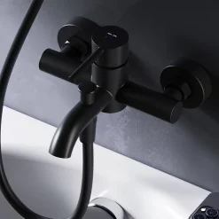 Mitigeur de baignoire mécanique Robinet de baignoire, mitigeur salle de bain, Noir, FPA10022 Spike AM.PM