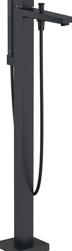 Mitigeur de baignoire monocommande sur pied avec bec et douchette + flexible - Noir mat - 13,5x31,5x94cm - Manhattan