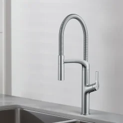 Mitigeur de cuisine avec douchette effet inox GoodHome Arbane