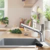 Mitigeur de cuisine avec douchette extractible chromé Hansgrohe Zesis M33 H. 219mm