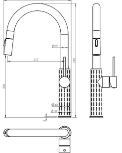 Mitigeur de cuisine cuivré avec douchette Essebagno Architek