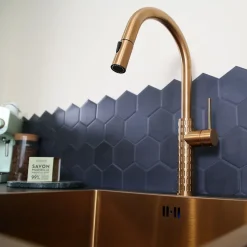 Mitigeur de cuisine cuivré avec douchette Essebagno Architek