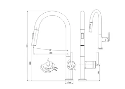 Mitigeur de cuisine doré avec douchette Essebagno Iconic