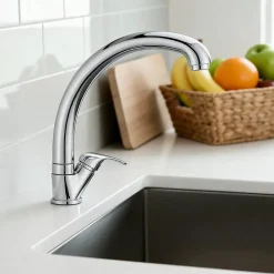 Mitigeur de cuisine Dora en laiton couleur argenté H.25,5 cm