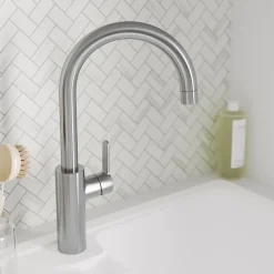 Mitigeur de cuisine effet inox brossé GoodHome Zanthe