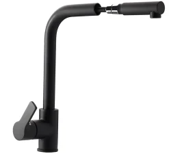 Mitigeur de cuisine noir mat avec douchette Kramer Groupe Nook