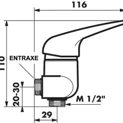 Mitigeur de douche - entraxes 60 à 80 mm - Delabie