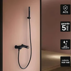 Mitigeur de Douche anti-calcaire Noir Mat IMEX OLIMPO BDC033-5NG