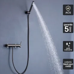 Mitigeur de Douche anti-calcaire Black Gun Métal IMEX MONZA BDM039-5BGM