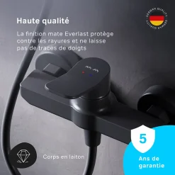 Mitigeur de douche mécanique Robinet Salle de Bain Noir Mat, FXA20022 X-Joy AM.PM