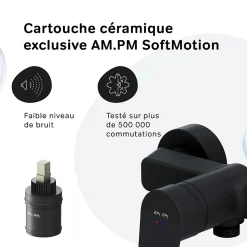 Mitigeur de douche mécanique Robinet Salle de Bain Noir, FTA20022 Hit AM.PM