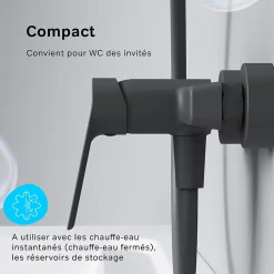Mitigeur de douche mécanique Robinet Salle de Bain Noir, FTA20022 Hit AM.PM