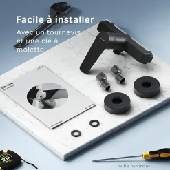 Mitigeur de douche mécanique Robinet Salle de Bain Noir, FTA20022 Hit AM.PM