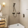 Mitigeur de douche mécanique noir mat avec douchette, flexible et barre réglable, Hansgrohe Vernis Blend