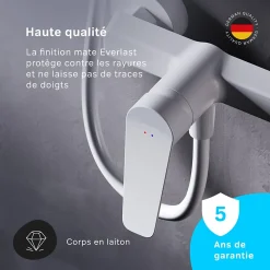 Mitigeur de douche mécanique Robinet Salle de Bain Blanc, FTA20033 Hit AM.PM