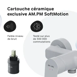 Mitigeur de douche mécanique Robinet Salle de Bain Blanc, FTA20033 Hit AM.PM
