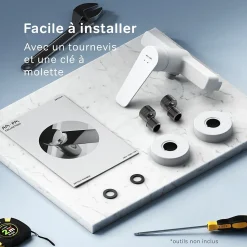 Mitigeur de douche mécanique Robinet Salle de Bain Blanc, FTA20033 Hit AM.PM