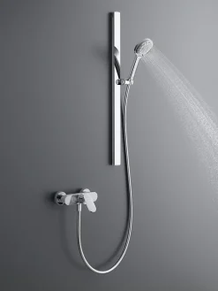 Mitigeur de douche monocommande Chrome - apparent - 1 sortie - 21,6x16,5x11,3 - Wave