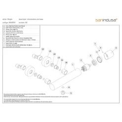 Mitigeur de douche mural épuré SANINDUSA Single chromé livré avec raccords excentrés et rosaces de finition