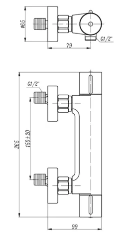 Mitigeur de douche thermostatique chromé Edouard Rousseau Garance