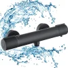 Mitigeur de douche thermostatique securite 38C temperature stable reglage debit separe mural en laiton noir pour douche