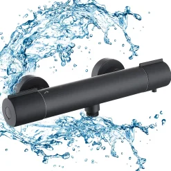 Mitigeur de douche thermostatique securite 38C temperature stable reglage debit separe mural en laiton noir pour douche