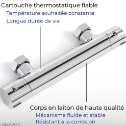Mitigeur de douche thermostatique chromé - Entraxe 15 cm - avec bouton de sécurité 38C LOMAZOO