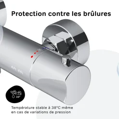 Mitigeur de douche thermostatique Robinet salle de bain Chromé, FTA40000 Hit AM.PM