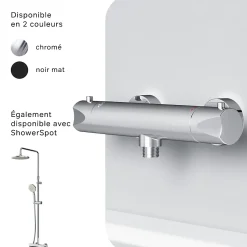Mitigeur de douche thermostatique Robinet salle de bain Chromé, FTA40000 Hit AM.PM