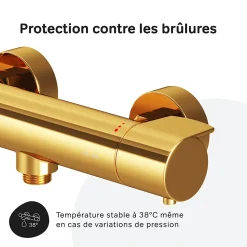 Mitigeur de douche thermostatique Robinet salle de bain, Doré FXA40099 X-Joy AM.PM