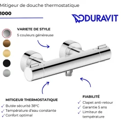 Mitigeur de douche thermostatique DURAVIT 1000 bronze brossé