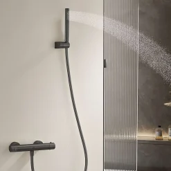 Mitigeur de douche thermostatique avec douchette SKY BATH noir mat Inox S304 série SUPREME