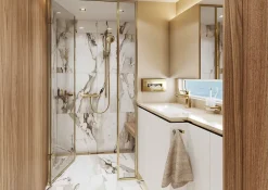 Mitigeur de douche thermostatique doré poli, Hansgrohe Ecostat Comfort