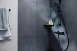 Mitigeur de douche thermostatique noir mat Hansgrohe Ecostat Life