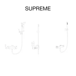 Mitigeur de douche thermostatique avec douchette SKY BATH or brossé Inox S304 série SUPREME