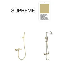 Mitigeur de douche thermostatique avec douchette SKY BATH or brossé Inox S304 série SUPREME