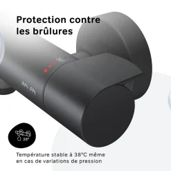 Mitigeur de douche thermostatique Robinet salle de bain Noir, FXA40022 X-Joy AM.PM