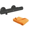 Mitigeur de douche thermostatique GROHE Precision Start noir mat + chiffonnette