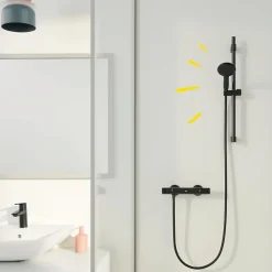 Mitigeur de douche thermostatique GROHE Precision Start noir mat + chiffonnette