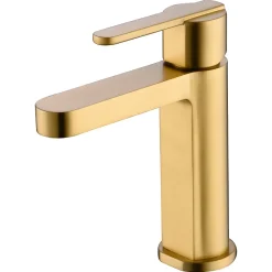 Mitigeur de Lavabo Anti-Calcaire Bec Bas Or Brossé IMEX ROMA BDR001-1OC