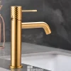 Mitigeur de Lavabo Anti-Calcaire Bec Bas Or Brossé IMEX GENOVA BDG053-1OC