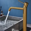 Mitigeur de Lavabo Anti-Calcaire Bec Haut Or Brossé IMEX MONZA BDM039-3OC