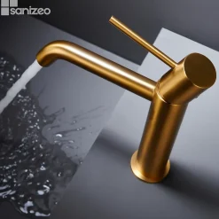 Mitigeur de Lavabo Anti-Calcaire Bec Bas Or Brossé IMEX MONZA BDM039-1OC