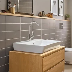 Mitigeur de lavabo avec bec orientable, tirette et vidage chromé, Hansgrohe Rebris E 210