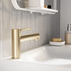 Mitigeur de lavabo avec mousseur orientable, taille M, doré, H.14,3 cm, GoodHome Maza